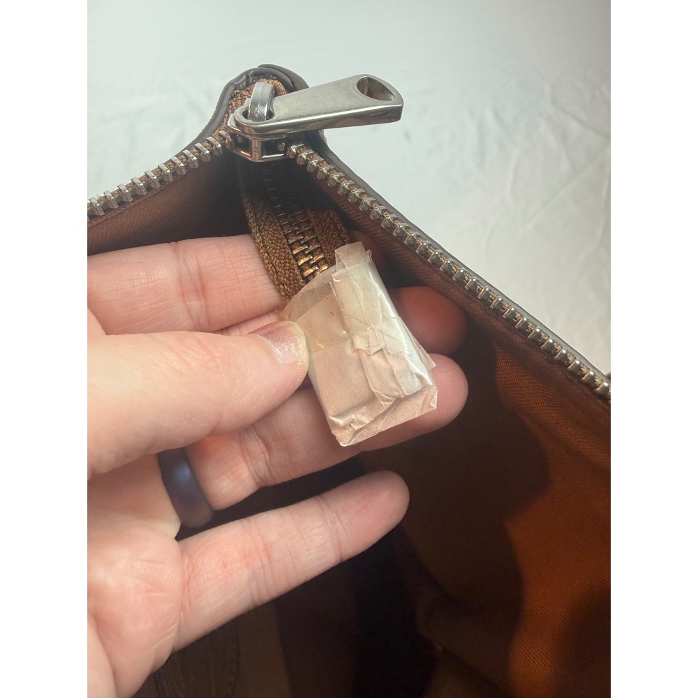 Fossil Y2K Camel Brown Leather Utility Tote Cargo Pocket Crossbody Bag - Picture 7 of 16